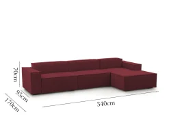 Divani Angolari|Divani Fissi Con Penisola > Dmora Divano modulare 340x170x70h cm - Asvaldo Rosso