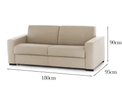 Divano morbido beige 180x95x90h cm - Cianite