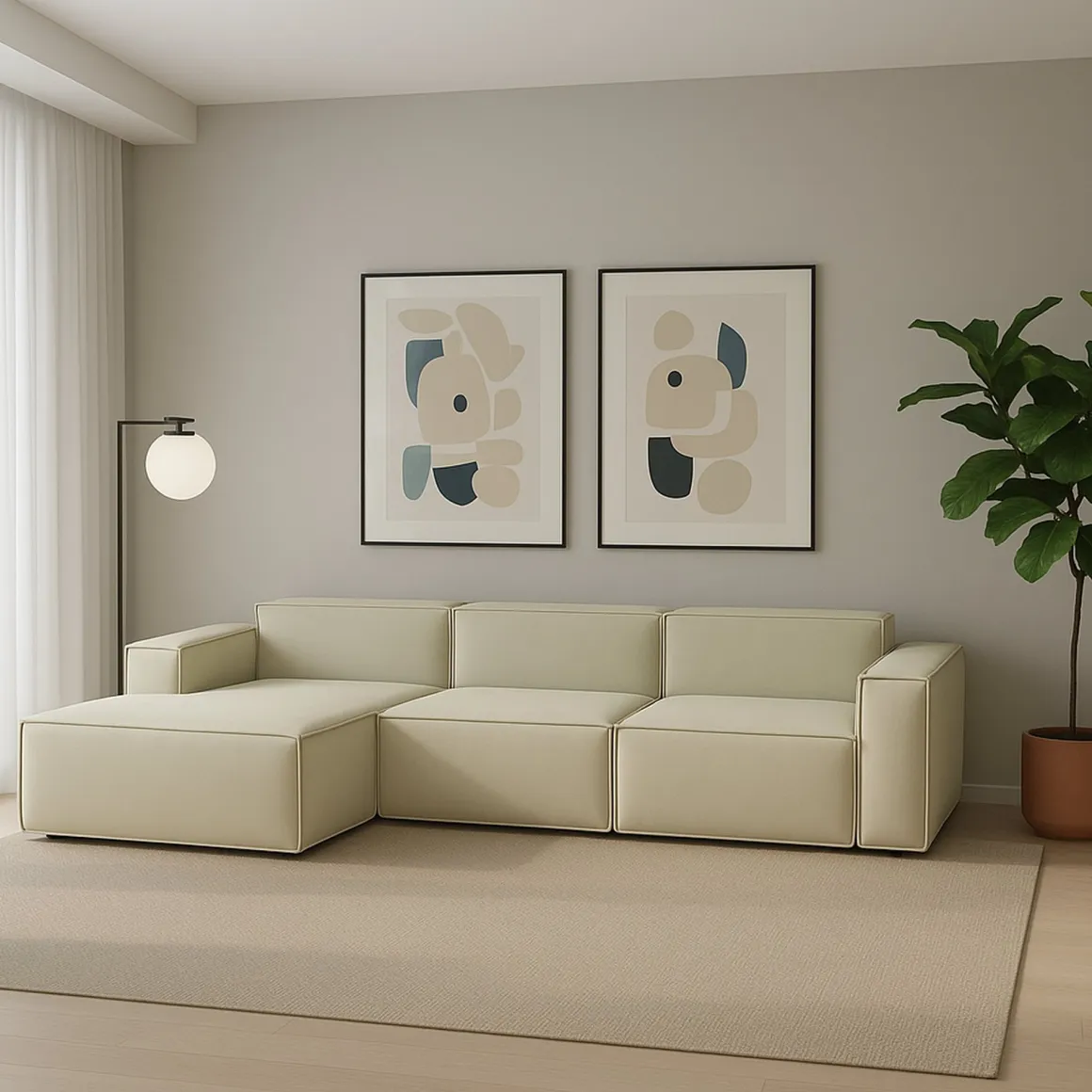 Divano 5 posti beige 300x170x70h cm - Alganibra