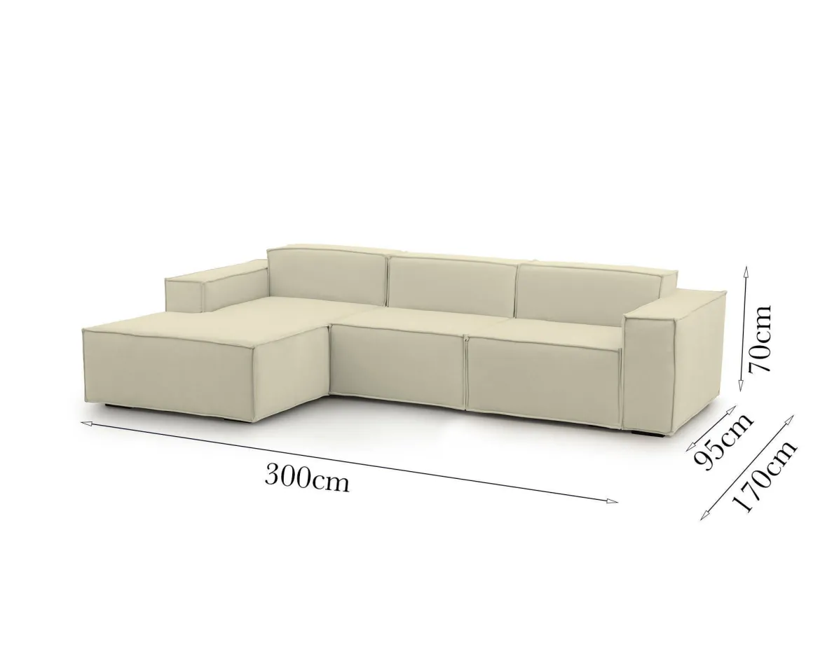 Divano 5 posti beige 300x170x70h cm - Alganibra