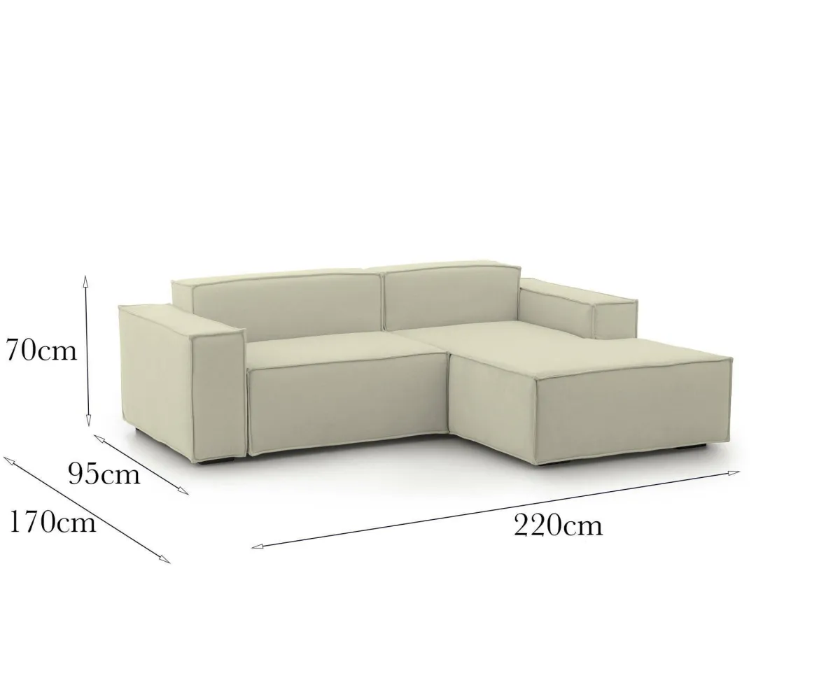 Divani Angolari|Divani Fissi Con Penisola > Dmora Divano 2 posti 220x170x70h cm - Amuleto Beige
