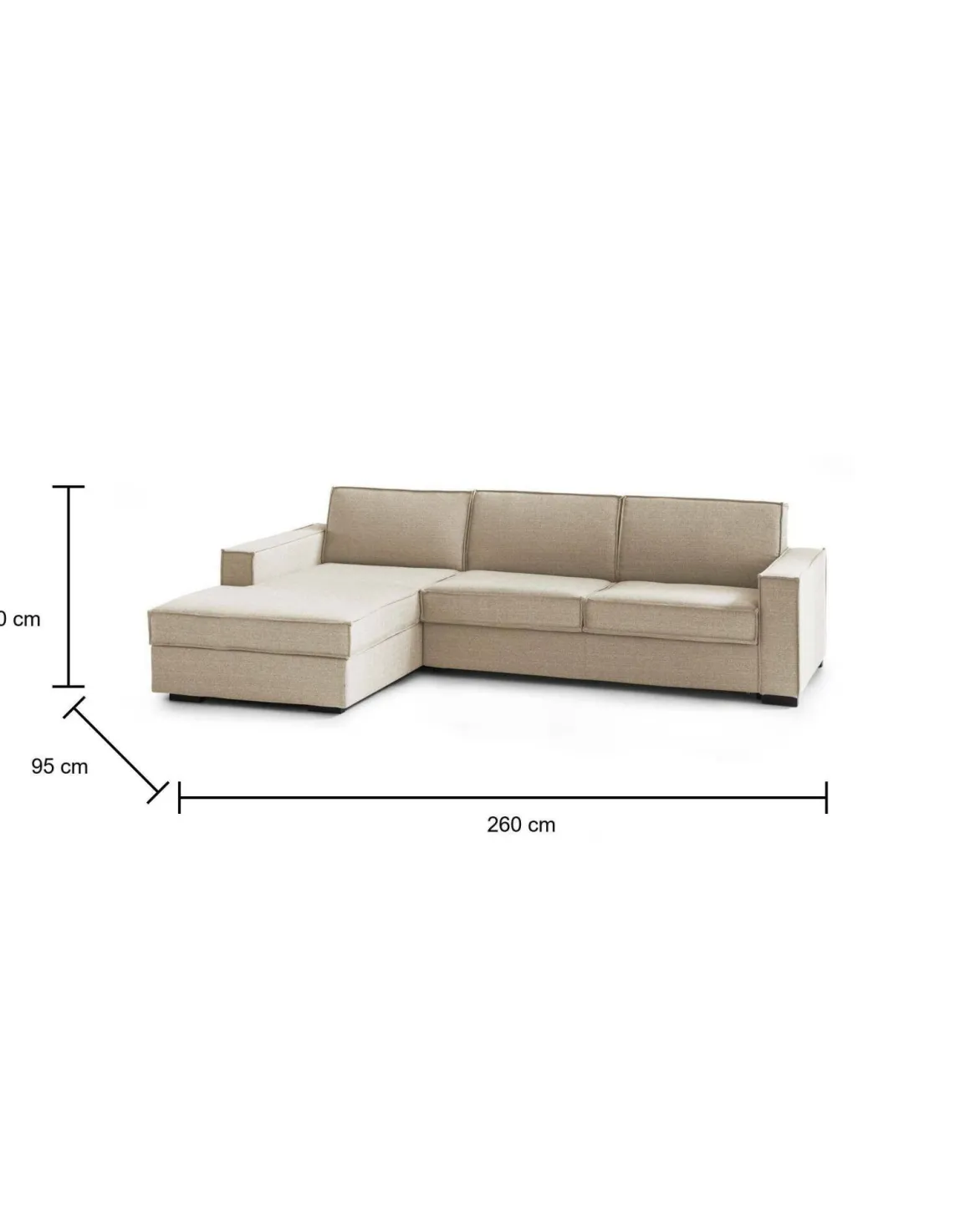 Divano 4 posti beige 260x95x90h cm - Sodalite