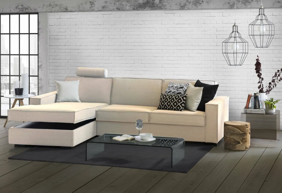 Divano 4 posti beige 260x95x90h cm - Sodalite