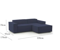 Divano 2 posti blu 220x170x70h cm - Amuleto