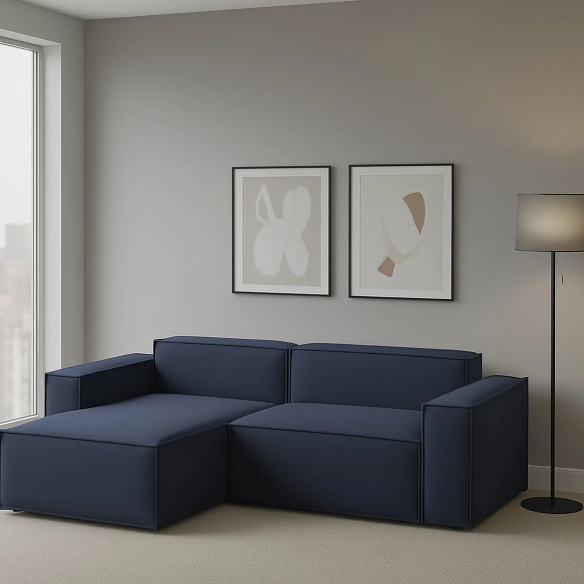 Divani Angolari|Divani Fissi Con Penisola > Dmora Divano 4 posti 240x170x70h cm - Assurte Blu