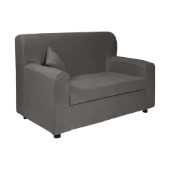 Divano 2 Posti Economico Salvaspazio 125x73x85h cm in Tessuto Grigio Moderno Imbottito per Piccoli Appartamenti e Ufficio con Braccioli – Andreia