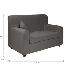 Divano 2 Posti Economico Salvaspazio 125x73x85h cm in Tessuto Grigio Moderno Imbottito per Piccoli Appartamenti e Ufficio con Braccioli – Andreia