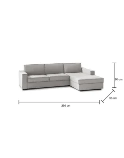 Divani Angolari|Divani Fissi Con Penisola > Dmora Divano 4 posti 260x95x90h cm - Assobasso Grigio