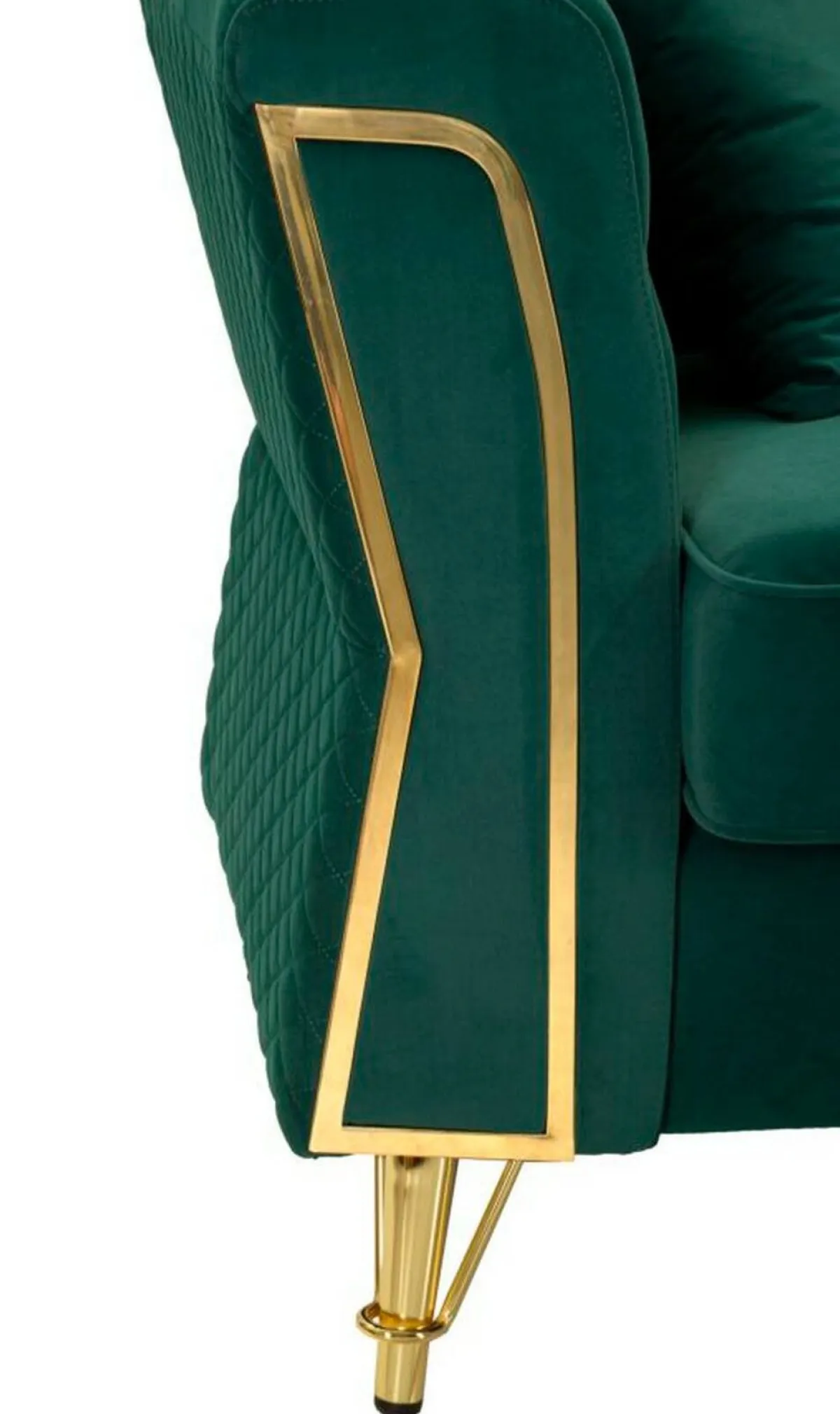 Divani Fissi 2 Posti > Dmora Divano 2 posti verde e oro 162x83x76h cm - Casio Oro, Verde