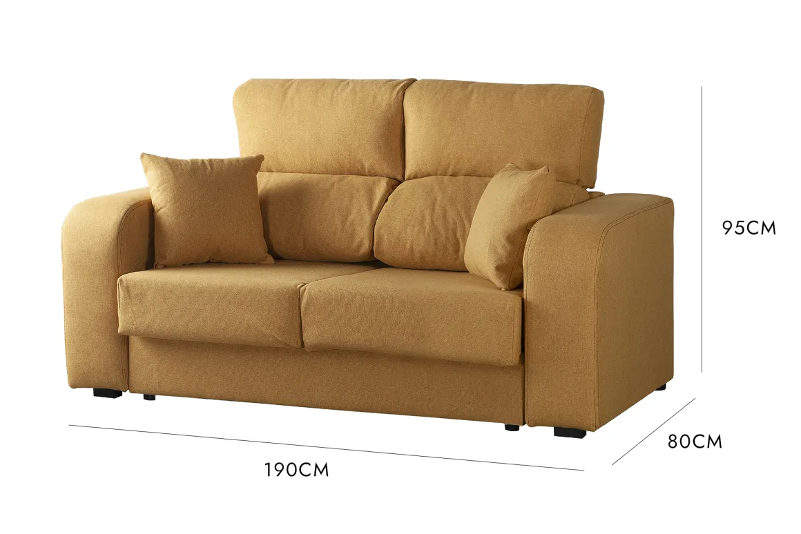 Divano reclinabile ocra 190x80x95h cm - Quarzo