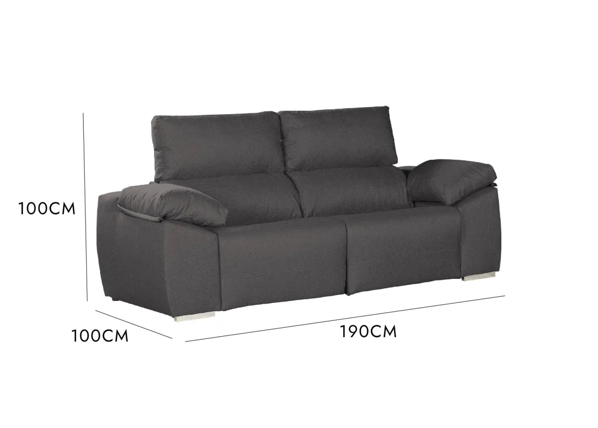Salotto > Dmora Divano sfoderabile antracite 190x100x100h cm - Assiria Nero