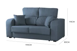 Divano sfoderabile azzurro 190x80x95h cm - Quarzo