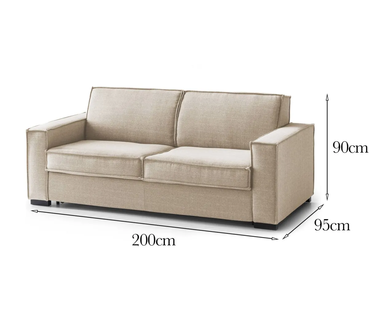 Divani Fissi 2 Posti|Salotto > Dmora Divano sfoderabile 200x95x90h cm - Eletta Beige