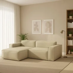 Divani Angolari|Divani Fissi Con Penisola > Dmora Divano sfoderabile 240x170x70h cm - Assurte Beige