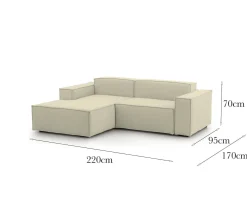 Divani Angolari|Divani Fissi Con Penisola > Dmora Divano sfoderabile 240x170x70h cm - Assurte Beige