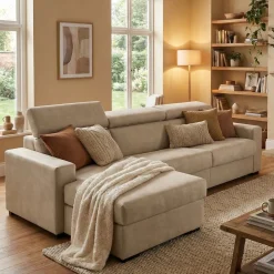 Divani Angolari|Divani Fissi Con Penisola > Dmora Divano sfoderabile 340x170x70h cm - Asvaldo Beige