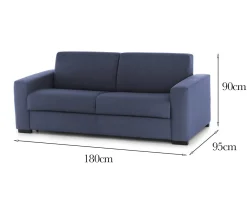 Divano sfoderabile blu 180x95x90h cm - Azzurrite