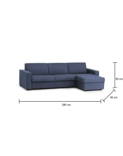 Divano sfoderabile blu 280x95x90h cm - Atos