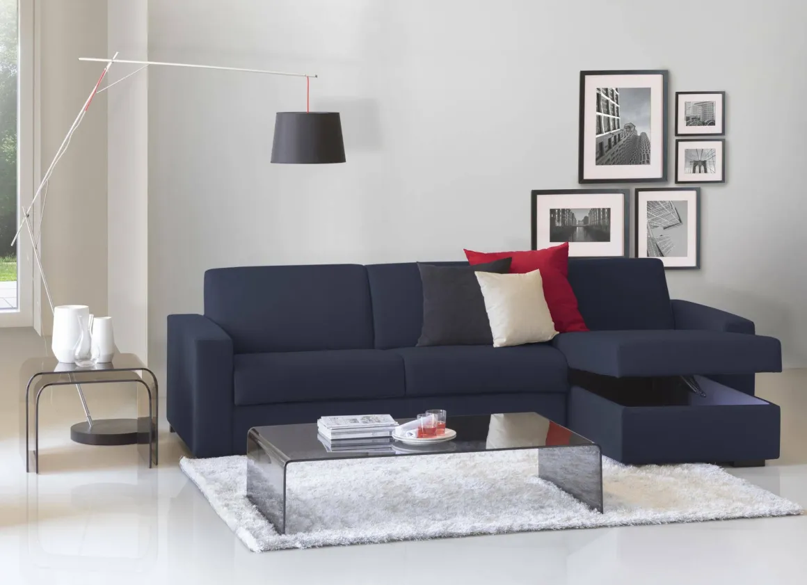 Divano sfoderabile blu 280x95x90h cm - Atos