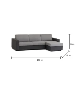 Divano sfoderabile grigio e antracite 280x95x90h cm - Atos