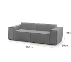 Divani Fissi 2 Posti|Salotto > Dmora Divano sfoderabile 220x95x70h cm - Lepidolite Grigio