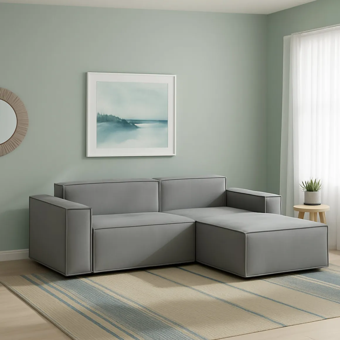 Divano sfoderabile grigio 240x170x70h cm - Ameli