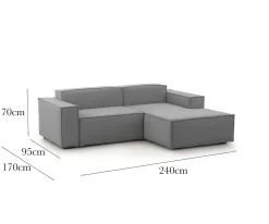 Divano sfoderabile grigio 240x170x70h cm - Ameli