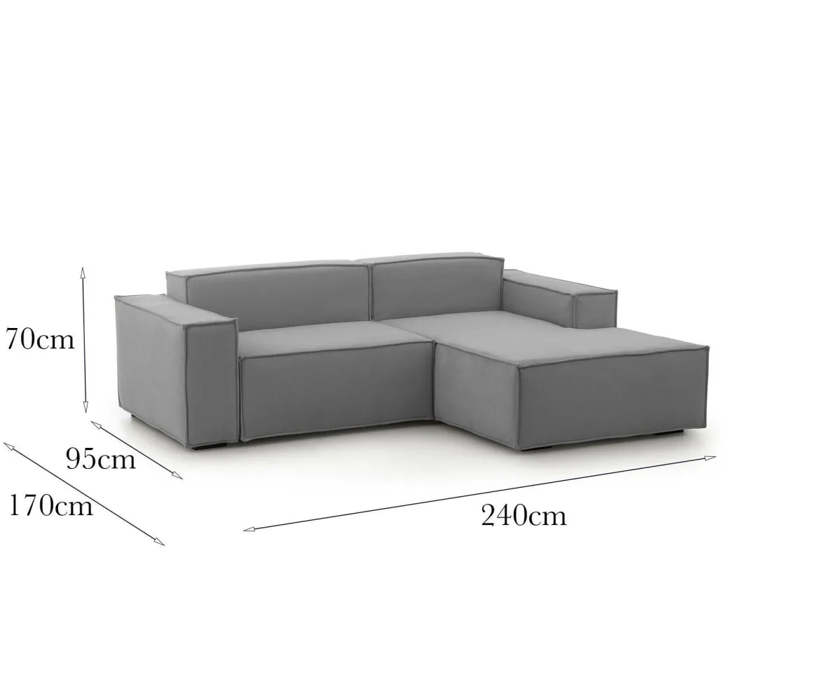 Divano sfoderabile grigio 240x170x70h cm - Ameli
