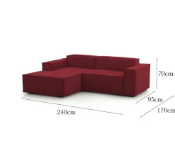 Divani Angolari|Divani Fissi Con Penisola > Dmora Divano sfoderabile 240x170x70h cm - Assurte Rosso