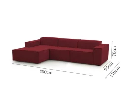 Divano sfoderabile rosso 300x170x70h cm - Alganibra