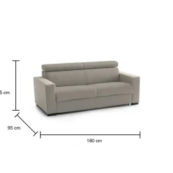 Divano sfoderabile tortora 180x95x85h cm - Kiev