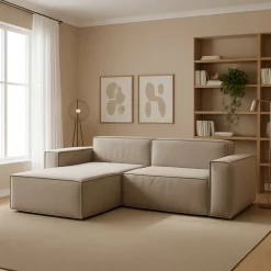 Divani Angolari|Divani Fissi Con Penisola > Dmora Divano sfoderabile tortora 240x170x70h cm - Ameli Grigio Tortora