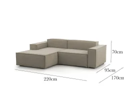 Divano sfoderabile tortora 220x170x70h cm - Alhoa