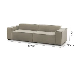 Divano sfoderabile tortora 260x95x70h cm - Argo