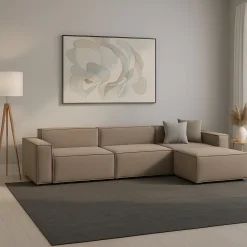 Divano sfoderabile tortora 340x170x70h cm - Asvaldo
