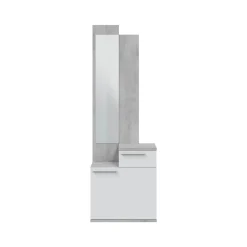 Mobili Da Ingresso|Ingresso > Dmora Entratina con scarpiera cemento e bianco lucido 61x185h cm - Azzurro Bianco Lucido, Grigio Cemento