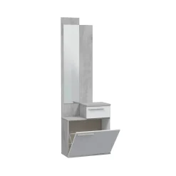 Mobili Da Ingresso|Ingresso > Dmora Entratina con scarpiera cemento e bianco lucido 61x185h cm - Azzurro Bianco Lucido, Grigio Cemento