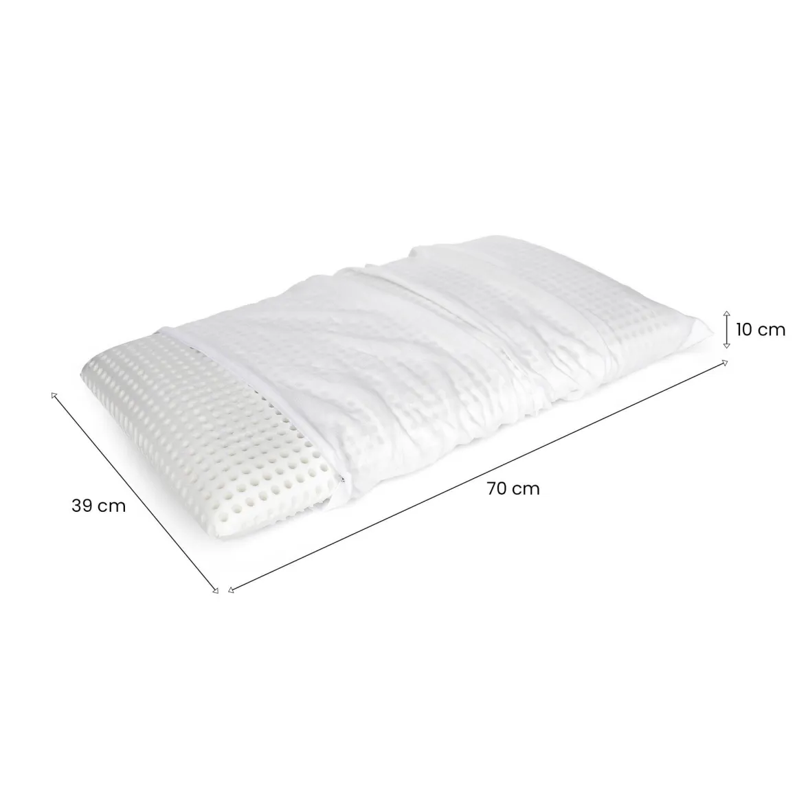 Guanciale Alloro, Made in Italy, 70x39 h10 cm, Bianco