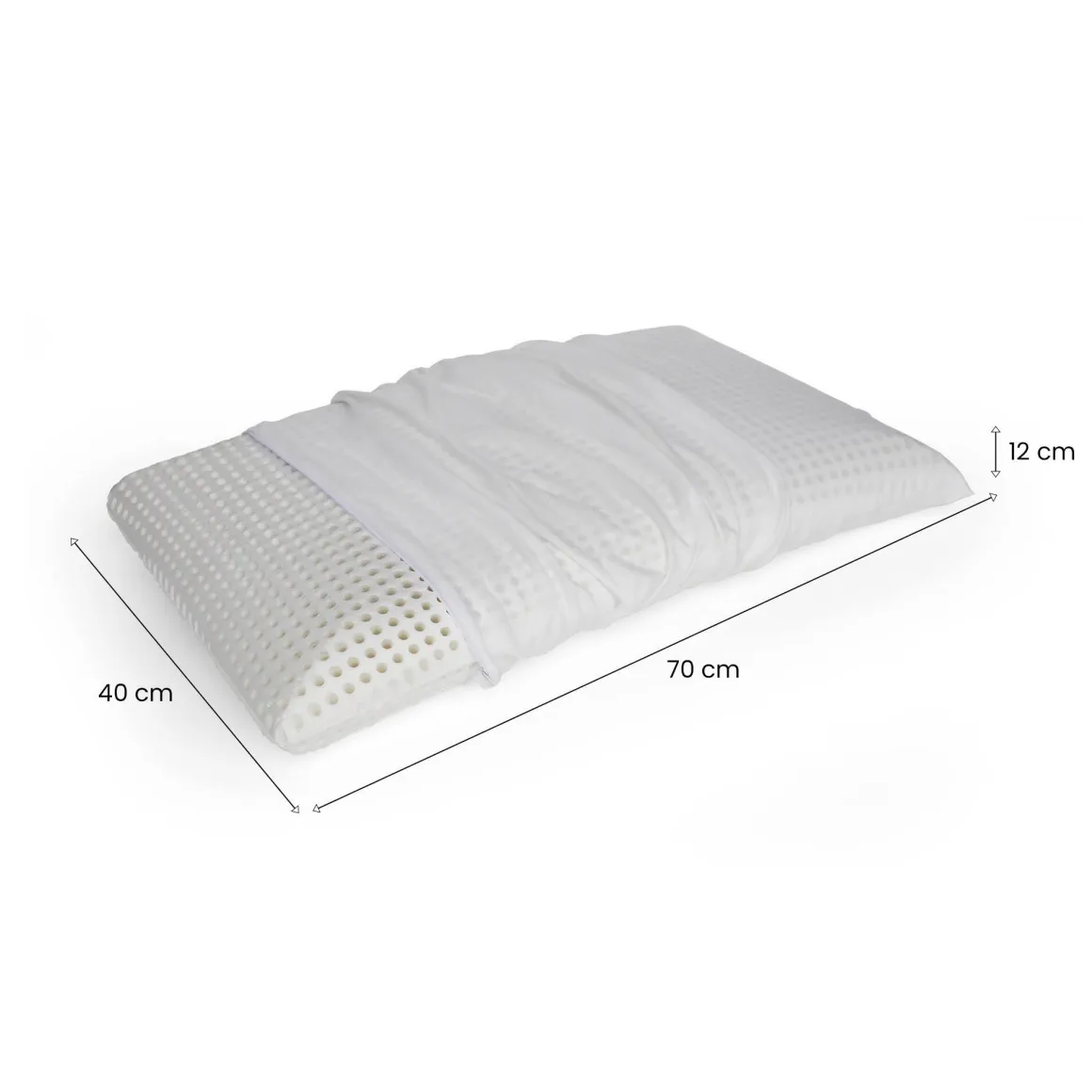 Guanciale Timo, Made in Italy, 70x40 h12 cm, Bianco