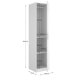 Guardaroba 1 Anta Bianco Appendiabiti Cassetti, 2 Ripiani - Calvert