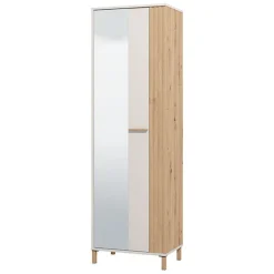 Guardaroba 1 Anta > Dmora Guardaroba 1 Anta Bianco Crema Marrone Rovere Nodi Appendiabiti 4 Ripiani, 5 Vani - Pesco Marrone Rovere Nodi, Bianco Crema