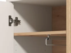 Guardaroba 1 Anta > Dmora Guardaroba 1 Anta Bianco Crema Marrone Rovere Nodi Appendiabiti 4 Ripiani, 5 Vani - Pesco Marrone Rovere Nodi, Bianco Crema