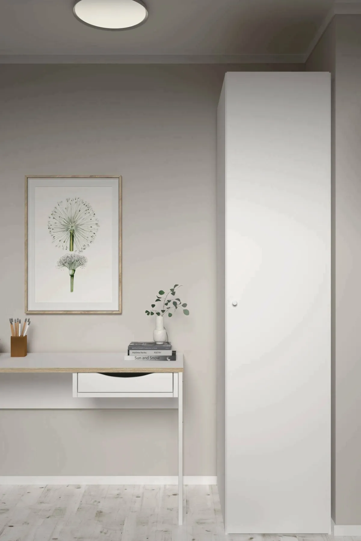 Armadi Multiuso 1 Anta > Dmora Guardaroba 1 anta lucido colonna 50x218h cm - Mexico Bianco