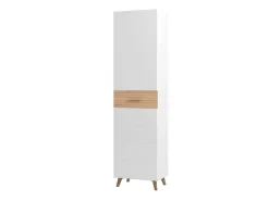 Guardaroba 1 Anta > Dmora Guardaroba 1 Anta Bianco Marrone Rovere Appendiabiti Cassetti, 2 Ripiani - Calvert Marrone Rovere, Bianco