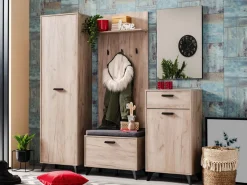 Guardaroba 1 Anta > Dmora Guardaroba 1 Anta Marrone Rovere Grigio Nero Appendiabiti 4 Ripiani, 5 Vani - Palmoli Nero, Marrone Rovere grigio