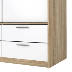 Guardaroba 3 Ante > Dmora Guardaroba 3 ante Anabelle, Mobile camera da letto, Cabina armadio portabiti, Armadio appendiabiti, 181x60 h200 cm, Quercia e Bianco Bianco Lucido, Marrone Quercia