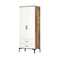 Guardaroba 2 Ante|Camera Da Letto > Dmora Guardaroba ante battenti noce e bianco 80x200h cm - Doriana Bianco, Marrone Noce