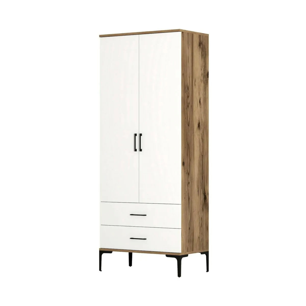 Guardaroba 2 Ante|Camera Da Letto > Dmora Guardaroba ante battenti noce e bianco 80x200h cm - Doriana Bianco, Marrone Noce