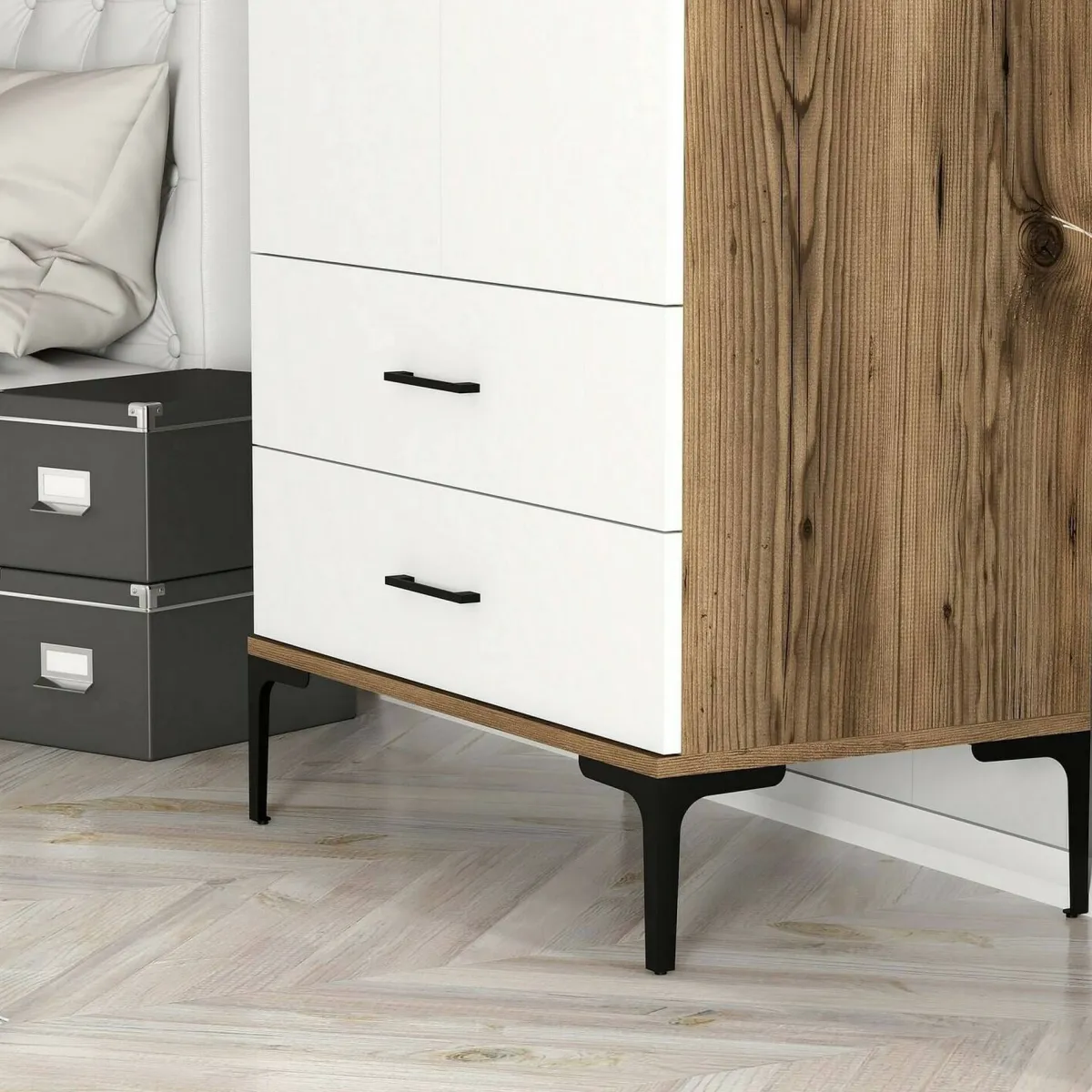 Guardaroba 2 Ante|Camera Da Letto > Dmora Guardaroba ante battenti noce e bianco 80x200h cm - Doriana Bianco, Marrone Noce