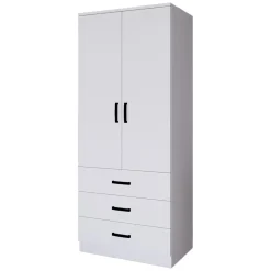 Guardaroba 2 Ante > Dmora Guardaroba 2 Ante Appendiabiti 5 Ripiani 180x190h cm, Apertura Scorrevole - Cuvio Bianco